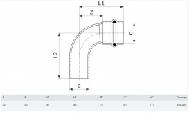 Отвод 90° Viega Prestabo 1116.1 42 нелегированная сталь 558246