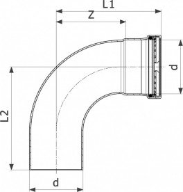 Відведення 90° Viega Sanpress Inox G 0216.1XL з SC-Contur d64 нержавіюча сталь 577513