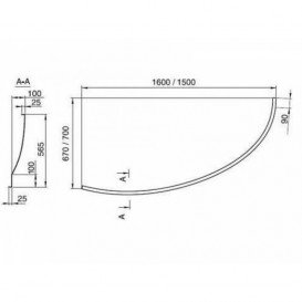 Панель для кутової ванни ліва Ravak Avocado 160 L фронтальна акрил CZQ1000A00