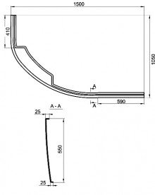 Панель для угловой ванны правая Ravak A Rosa II 150 R фронтальная акрил CZJ1200A00