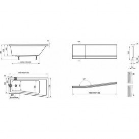 Панель для ванни Ravak Be Happy II 150 L фронтальна левосторонняя акрил білий CZ98100A00