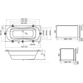 Панель для ванны Ravak U 75 боковая акрил с креплением CZ00130A00