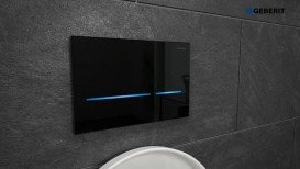 Панель смыва для унитаза Geberit Sigma80 двойной смыв бесконтактная чёрное стекло 116.092.SG.1