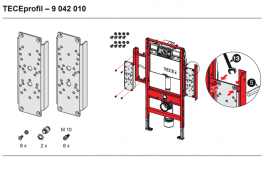 Панелі для установки підтримують поручнів з застенного модулем Tece Teceprofil на модуль 9300009 нержавіюча сталь 9042010
