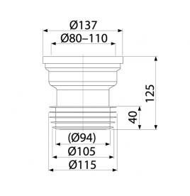 Патрубок для унітазу AlcaPlast прямий поліпропілен A991