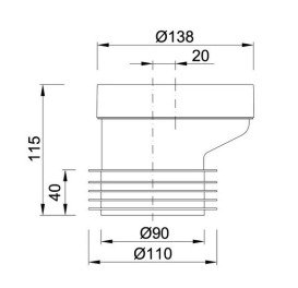 Патрубок для унітазу Styron зі зміщенням на 20 мм гума білий STY-530-20