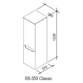 Пенал боковой Ravak Classic SB-350 L ДСП/МДФ белый/ белый X000000356