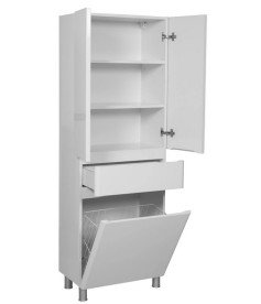 Пенал для ванної кімнати Аквародос Акцент підлоговий 60х35,5х175 см з кошиком ДСП/МДФ білий АР000000834