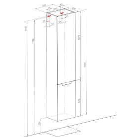 Пенал для ванної кімнати Аквародос Інфініті підвісний 35х26х165 см ДСП/МДФ білий АР000039658
