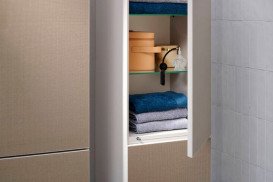 Пенал для ванної Hansgrohe Xevolos E 40х37х176 см петлі зліва пісочно-бежевий матовий/візерункова бронза 54219390