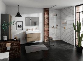 Пенал для ванной Hansgrohe Xevolos E 40х37х176 см петли слева сланцево-серый матовый/узорчатая бронза 54220390