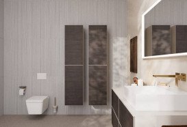 Пенал для ванной Hansgrohe Xevolos E 40х37х176 см петли справа песочно-бежевый матовый/темный дуб 54222730