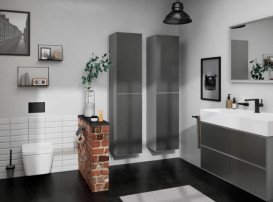 Пенал для ванної Hansgrohe Xevolos E 40х37х176 см петлі праворуч сланцево-сірий матовий/сланцево-сірий 54223770