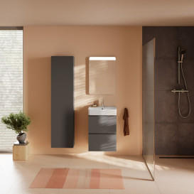 Пенал для ванної Hansgrohe Xilesa E 40х20 см петлі зліва МДФ сланцево-сірий матовий 54285760