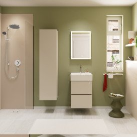 Пенал для ванной Hansgrohe Xilesa E 40х35 см петли слева МДФ песочно-бежевый матовый 54287780