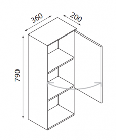 	Пенал для ванной Hatria подвесной DX 36х79 см ДСП цемент 