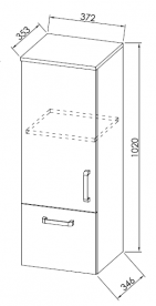Пенал для ванной Kolpa-san Evelin E 1021 37.2х102 см ДСП серый/антрацит 574010