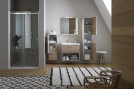 Пенал для ванної Kolpa-san Evelin E 1021 37.2х102 см ДСП сірий/дуб 574020