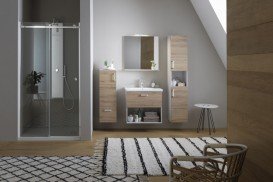 Пенал для ванної Kolpa-san Evelin E 1702 37х170 см ДСП сірий/дуб 574080