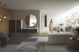 Пенал для ванной Kolpa-san Pandora 1302 45х130 см ДСП черный камень 514320