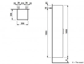 Пенал для ванной Laufen Base 35х33,6х165 см петли слева МДФ серый H4026711102661