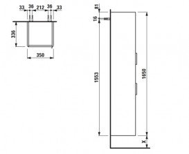Пенал для ванной Laufen Base 35х33,6х165 см петли справа МДФ цвет на выбор H4027121109991