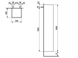 Пенал для ванної Laufen Base 35х33,6х165 см петлі зліва МДФ колір на вибір H4027211109991