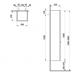 Пенал для ванної Laufen Case 35x33,5x165 см петлі праворуч МДФ білий H4020220754631