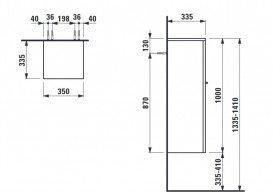 Пенал для ванної Laufen Case середній 35x33,5x100 см петлі зліва МДФ білий H4020110754631