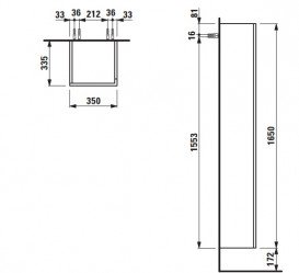 Пенал для ванной Laufen Kartell 35x33,5x165 см петли справа МДФ белый матовый H4082880336401