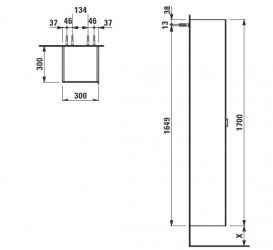 Пенал для ванної кімнати Laufen Space дзеркальний 30х30х170 см HPL колір на вибір H4109011609991