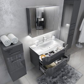 Пенал для ванної Marsan Alexandra 35х90 см з кошиком МДФ графіт Alexandra35х90graphite-k