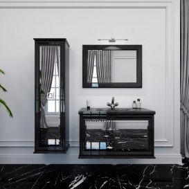 Пенал для ванної Marsan Amande 40х150 см МДФ чорний Amande400black