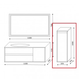 Пенал для ванной Marsan Armel 1000 акриловый камень белый матовый Armel1000LR