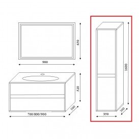 Пенал для ванної Marsan Armel 1600 с кошиком акриловий камінь білий матовий Armel1600LR-1