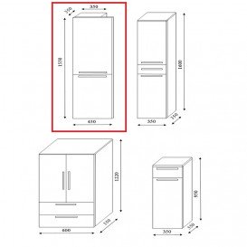 Пенал для ванной Marsan Felix 155х45х35 правый/левый МДФ орех Felix155х45x35орех