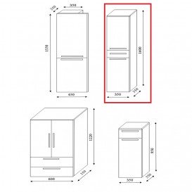 Пенал для ванной Marsan Felix 160х35х35 правый/левый с корзиной МДФ белый Felix1-160х35x35белый