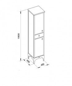 Пенал для ванной Marsan Jacqueline 49х180 см дерево/МДФ белый/золото Jacqueline490whiteg