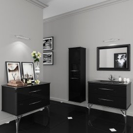 Пенал для ванної Marsan Kassandre 40х160 см МДФ чорний Kassandre40х160black