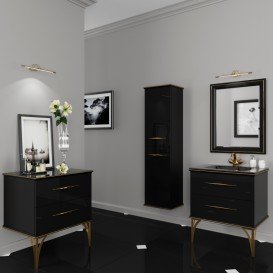 Пенал для ванної Marsan Kassandre 40х160 см МДФ чорний Kassandre40х160black