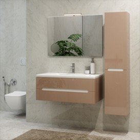 Пенал для ванної Marsan Modeste 35х160 см з кошиком МДФ капучино Modeste35х160cappuccino-k