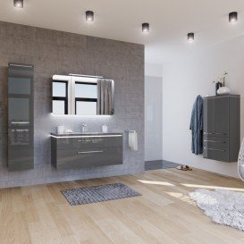 Пенал для ванной Marsan Pascal 159x35x35 правый/левый с корзиной МДФ графит Pascal159x35x35графит-1