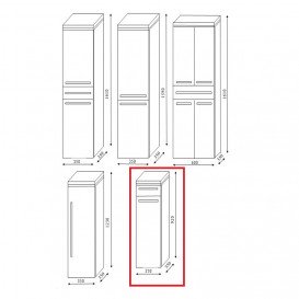 Пенал для ванної Marsan Pascal 92x35x35 лівий/правий МДФ графіт Pascal92x35x35графит
