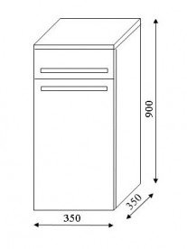 Пенал для ванної Marsan Regine 900х350х350 см МДФ лівий/правий рубін глянець REGINE90Х35рубин
