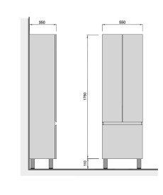 Пенал для ванной Мойдодыр Блонди П-55К 55х35х186 см ДСП/МДФ белый глянец 00-0008118