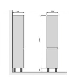 Пенал для ванной Мойдодыр MoonShine П-38 38х35х185 см ДСП белый глянец 00-0008515