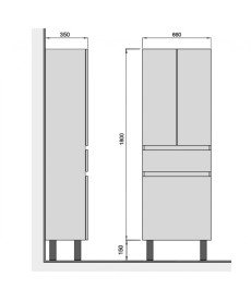 Пенал для ванной Мойдодыр Unik П-66-к 66х35х195 см ДСП/МДФ белый глянец 00-0009259