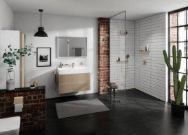 Пенал для ванной подвесной Hansgrohe Xevolos E 40х37х176 см петли справа матовый белый/узорчатая бронза 54221390