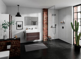 Пенал для ванної Hansgrohe Xevolos E 40х37х176 см петлі праворуч матовий білий/темний дуб 54221730