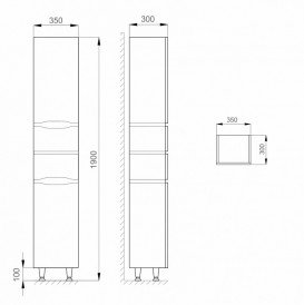 Пенал підлоговий Sanwerk Alessa правий МДФ білий / венге MV0000133